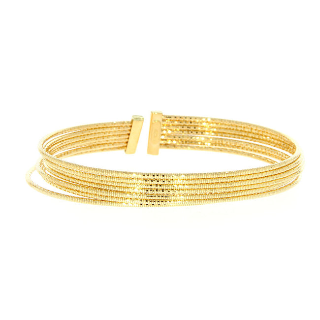 14K Yellow Gold Seven Row Sparkle Cuff Bracelet