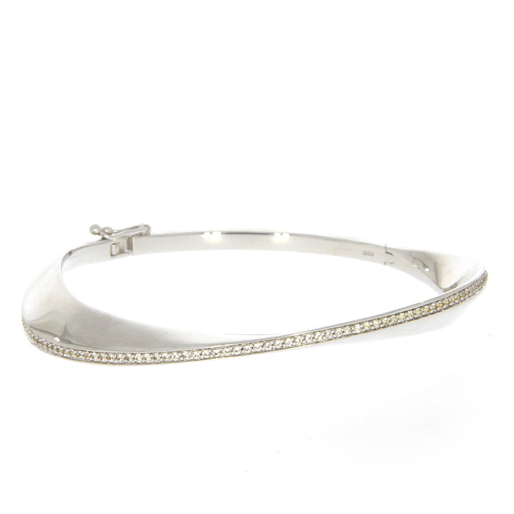 Sterling Silver Wave Bracelet with White Sapphires