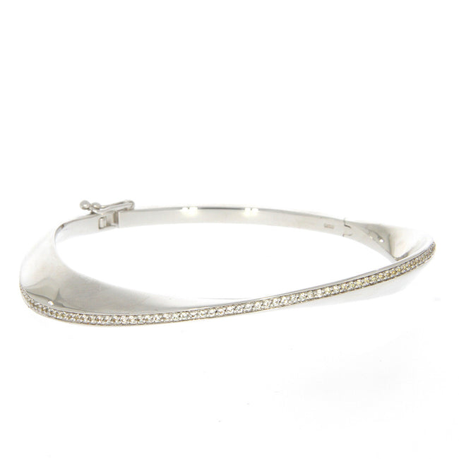 Sterling Silver Wave Bracelet with White Sapphires