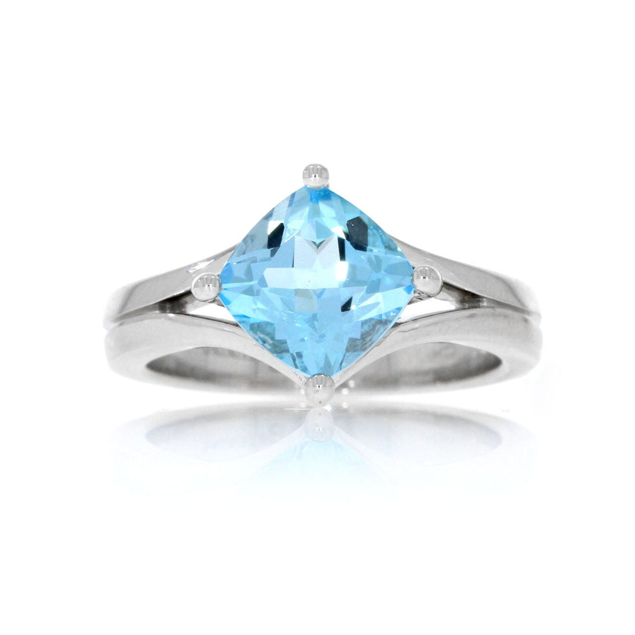 Sterling Silver and Blue Topaz Split Shank Ring