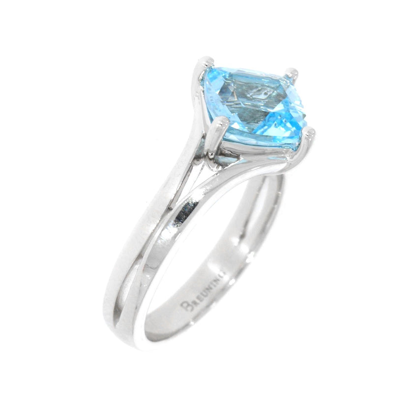 Sterling Silver and Blue Topaz Split Shank Ring