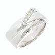 Sterling Silver and Prong Set White Sapphire Woven Style Band