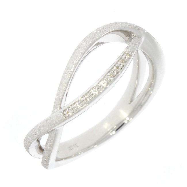 Sterling Silver and White Sapphire Accented Criss Cross Ring