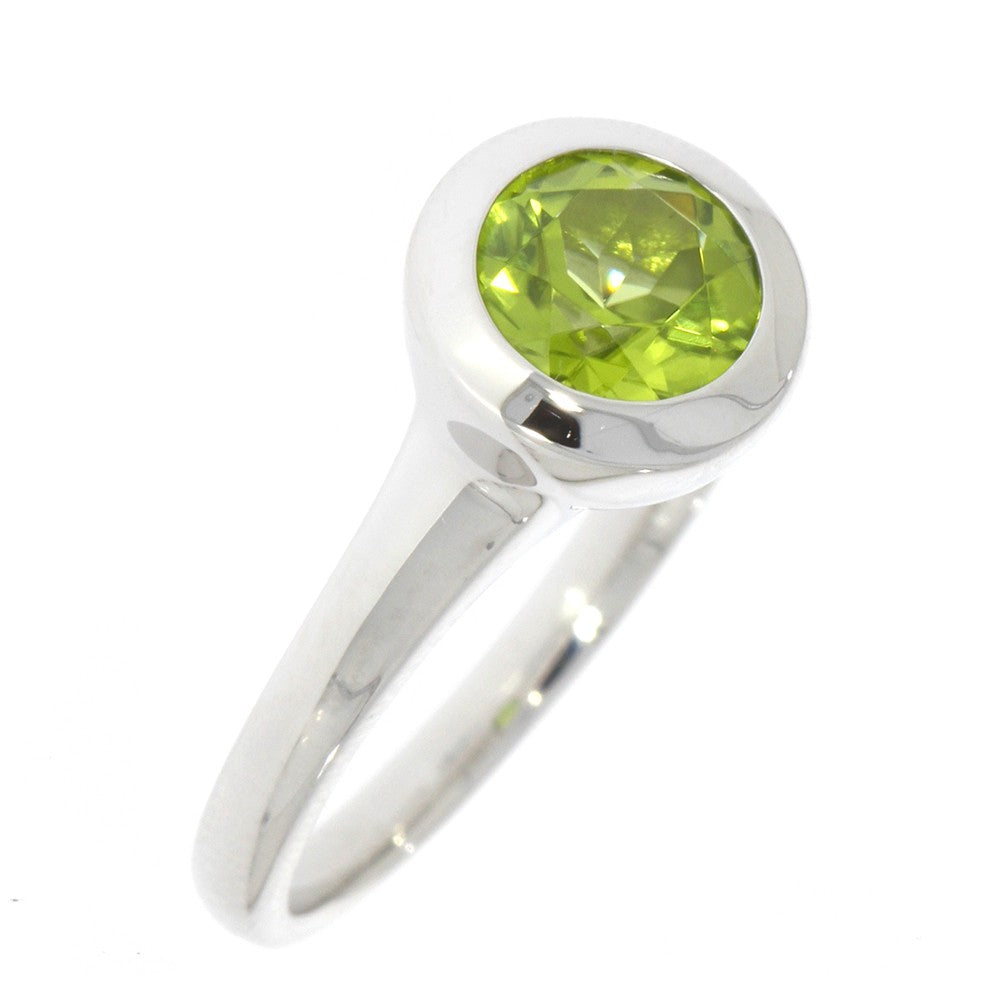 Sterling Silver and Bezel Set Peridot Solitaire Ring