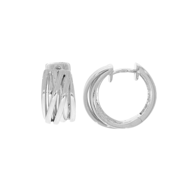 Sterling Silver Criss Cross Huggie Hoop Earrings