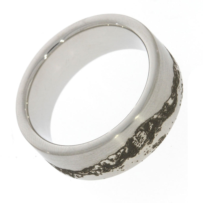 Serinium 8mm Gents Wedding Band with Photo Realistic Mountain Pattern