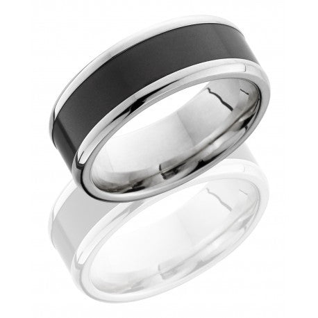 14K White Gold and Black Elysium 8mm Wedding Ring