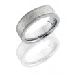 14K White Gold 7mm Flat Wedding Ring with Meteorite Inlay