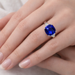 Platinum And Cushion Cut Natural Blue Sapphire And Natural Trapezoid Diamond Three Stone Ring