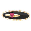 18K Rose Gold Pear Shape Ruby, and Black Onyx Concave Elongated East West Oval Ring