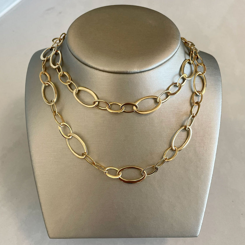 18K Yellow Gold Oval Link Chain Necklace