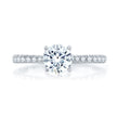 18K White Gold Pave Set Diamond Cathedral Engagement Ring For 1.25ct Center Gemstone