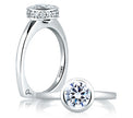18K White Gold Bezel Set Engagement Ring For 1.25ct Center Gemstone