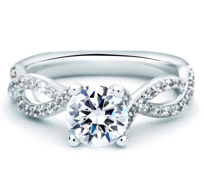 18K White Gold Criss Cross Engagement Ring For 1ct Center Gemstone