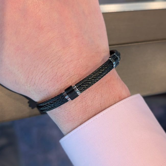 Men's Black Stainless Steel Wire Bracelet