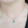 14K Yellow Gold Bezel Set Rectangular Cushion Cut Blue Zircon Pendant, with Bezel Set Diamond Accent