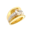 18K Two-Tone Concave Contemporary Diamond Ring Setting with Accent Diamonds